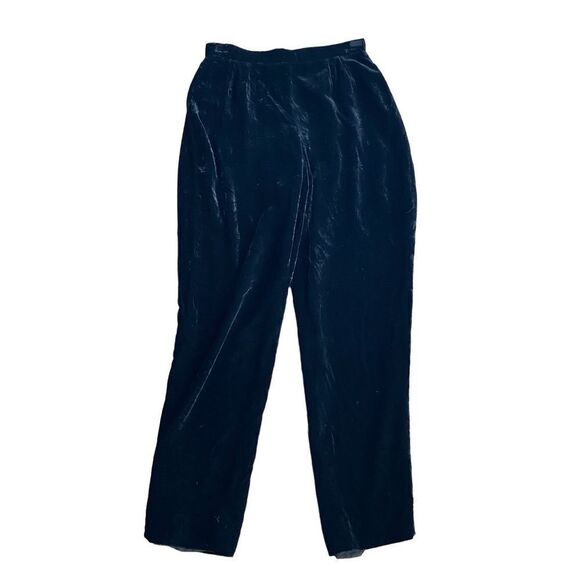 Emanuel Ungaro Petites Velvet Pant Straight Leg Silk Blend Black Vintage 4 - Picture 1 of 6